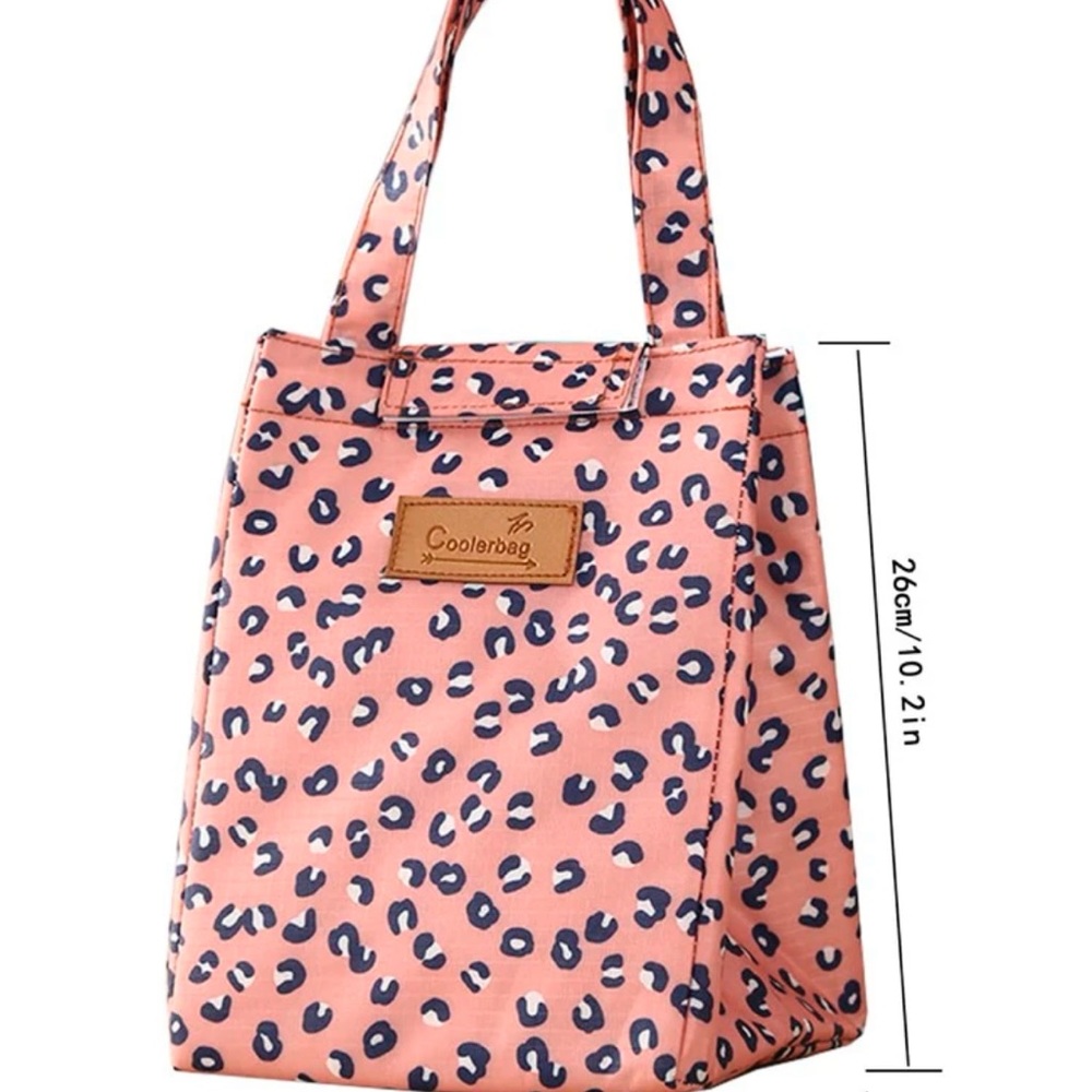 Fabric Insulated lunch bag. Pink/orange color - Picture 2 of 2